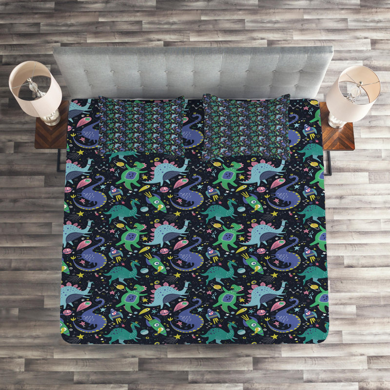 Dragon Polyester Coverlet, King Bedspread + 2 Shams