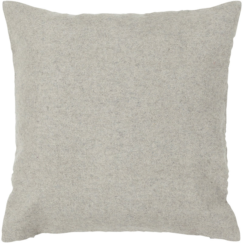 Wool & Cotton Blend Removable Cover Pillow Throw Authentic Handmade Square Polyester Fill Gray Non-Reversible Textured Solid With Gray Cotton Backing