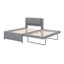 Lit plateforme simple tapissier avec lit gigogne, canapé-lit enveloppé de lin, soutenu par des lattes en bois