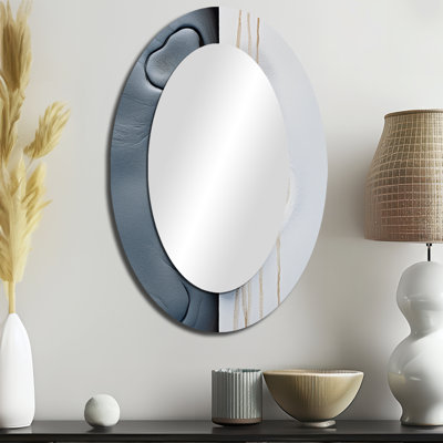 Beach Photo Harmonic Balance III - Coastal Oval Decorative Mirror On Metal