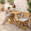 Ensemble bistro 3 pièces en bois d'acacia avec coussins amovibles, conception pliable