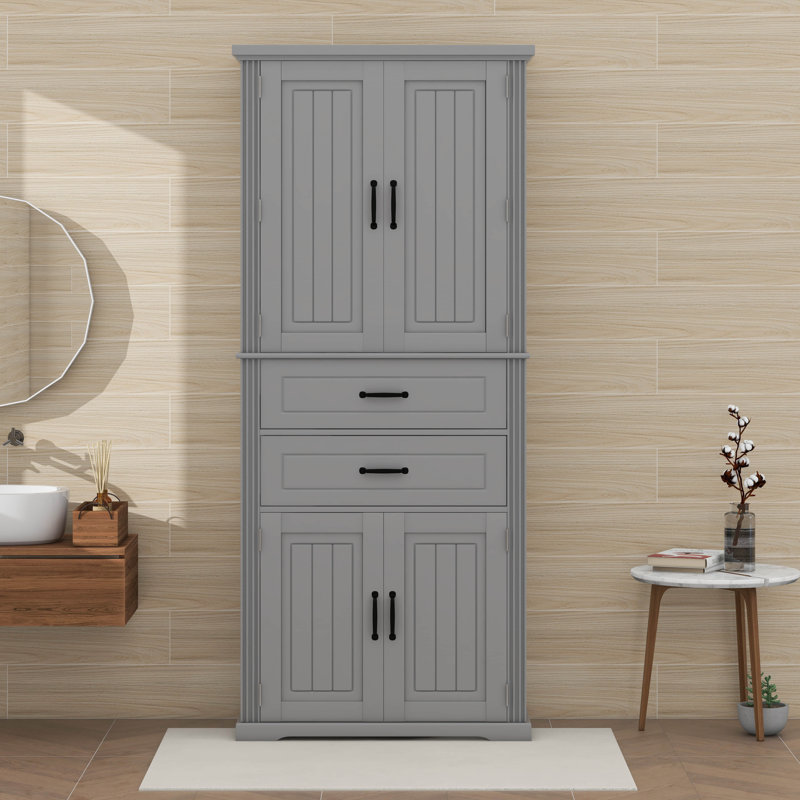 Armoire de rangement avec tablette réglable à 2 tiroirs, Gris