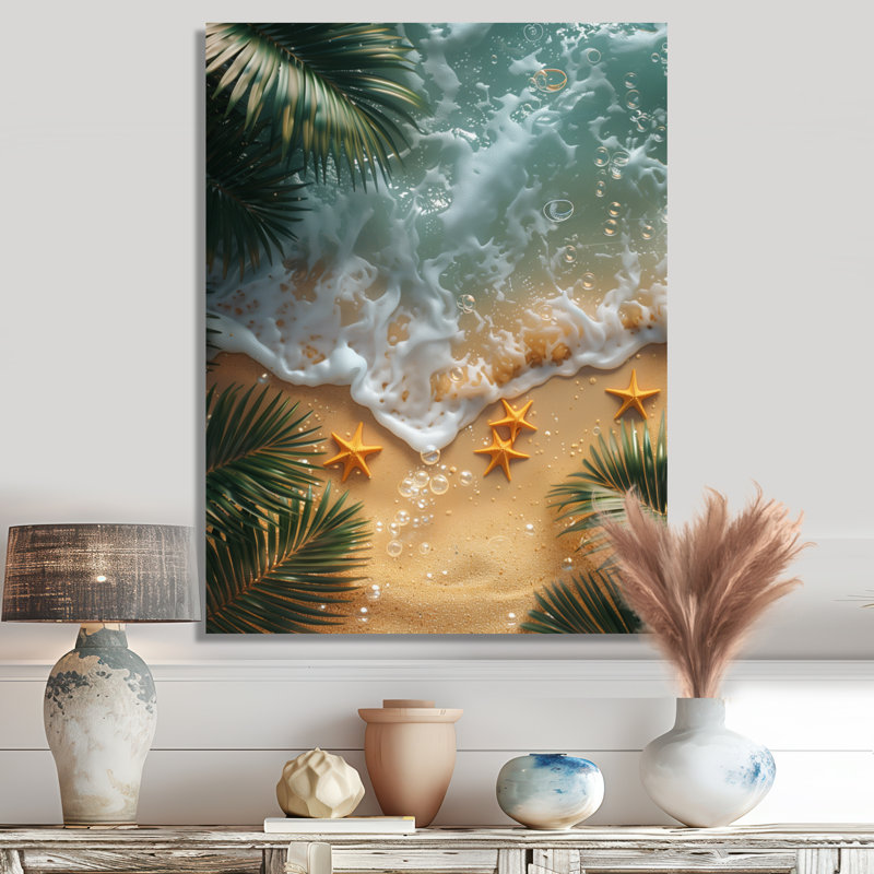 Étoile de mer sur une plage tropicale III - impression d'art mural plage, H 32 po x l 24 po x P 1 po, Toile tendue