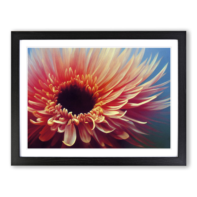 Exciting Chrysanthemum Flower - Single Picture Frame Painting, Black, 46cm H x 64cm W x 2cm D