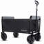 Chariot utilitaire pliant robuste avec banquette et laisse pour le camping, la plage et le magasinage (noir / gris)