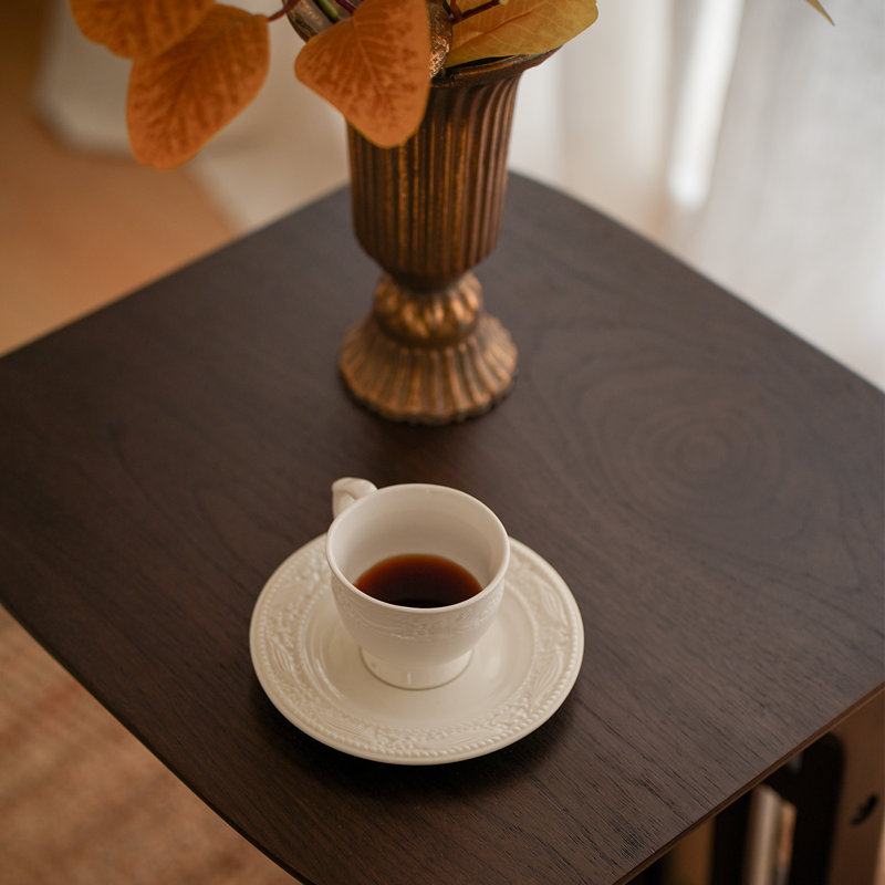 Kadi Solid Wood Pedestal End Table, Walnut