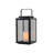H12 Inch Modern Solar Outdoor Lantern With Flickering Led Candle Black Metal Lantern With Tempered Glass, Minimalist Decorative Lantern For Patio Porch Garden