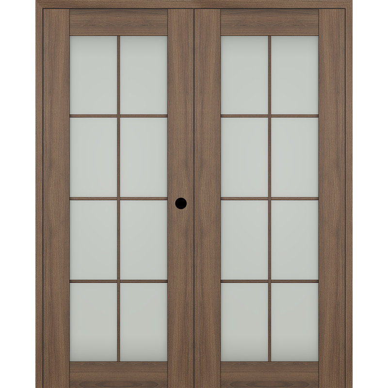 Portes doubles en bois manufacturé Avon 8 Lite, L 59,5 po x H 95,24 po, Noir mat, Droite