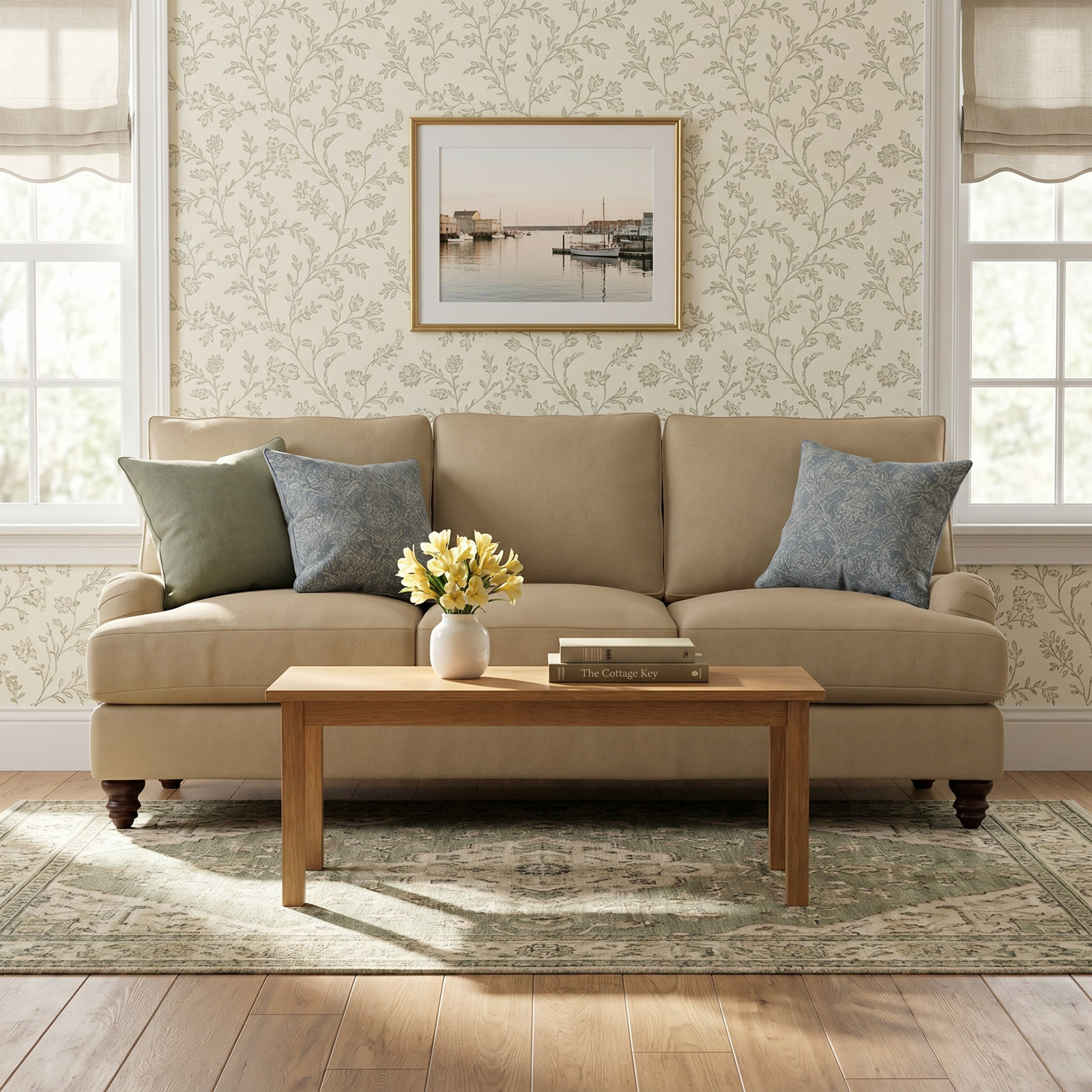 Walters 88" Cotton Sofa, Drusky Ivory Sustain® Basketweave