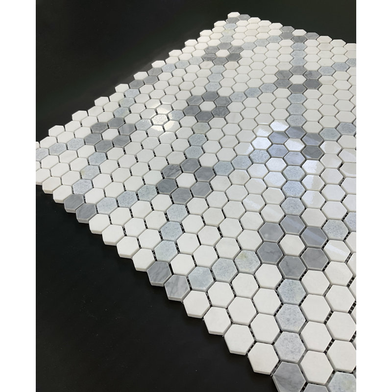 Carrelage mosaïque Thassos, Thassos White/Blue Celeste/Bardiglio Marble
