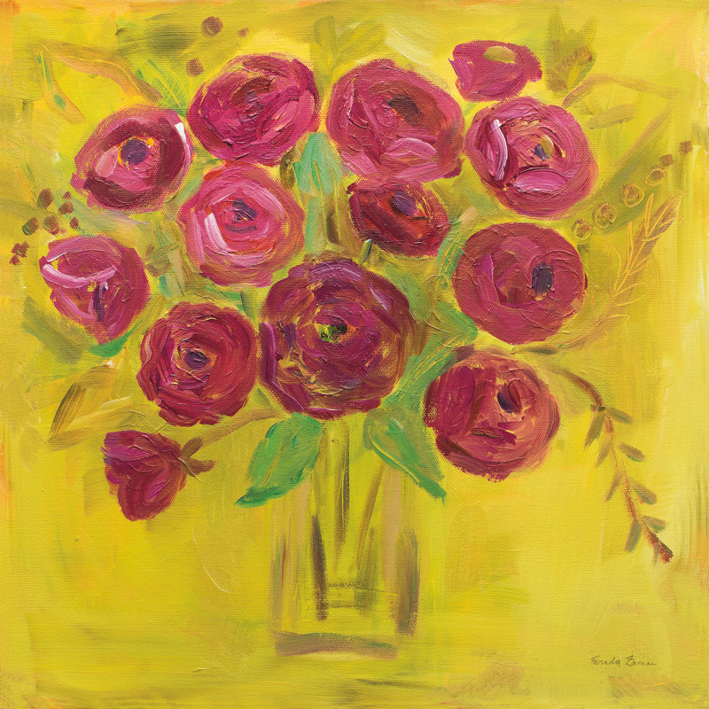 «Burst Of Poppies» par Farida Zaman - peinture sur toile tendue, H 12 po x l 12 po