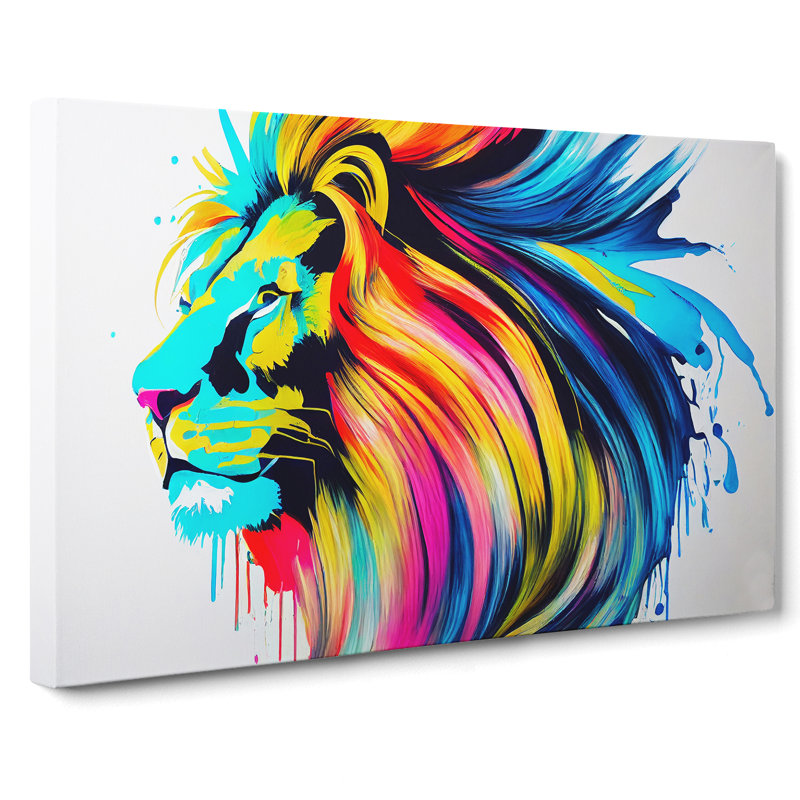 Vibrant Lion Abstract - Wrapped Canvas, 35cm H x 50cm W x 3cm D