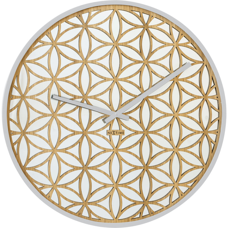 Mirror 19.7" Wall Clock, Light Wood
