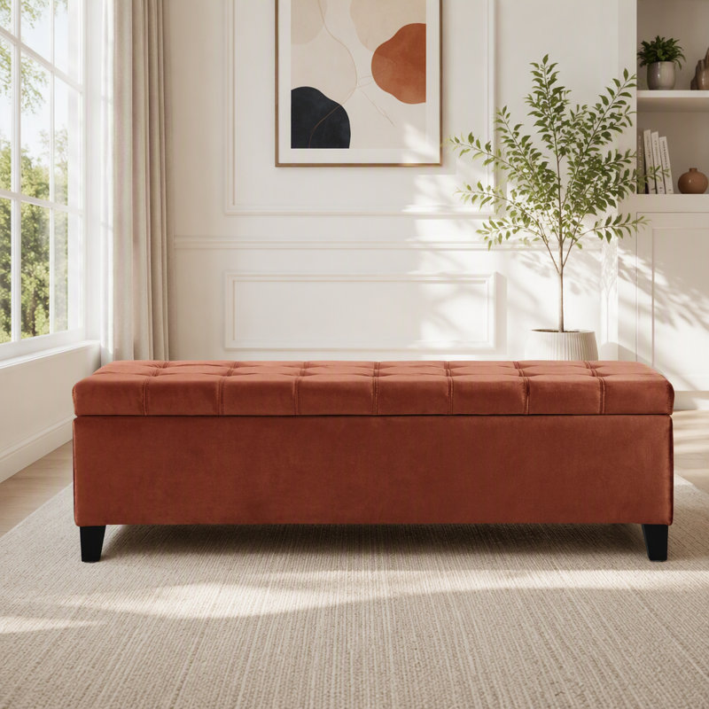 Repose-pieds avec rangement, repose-pieds rectangulaire, banc de rangement rembourré, Blush