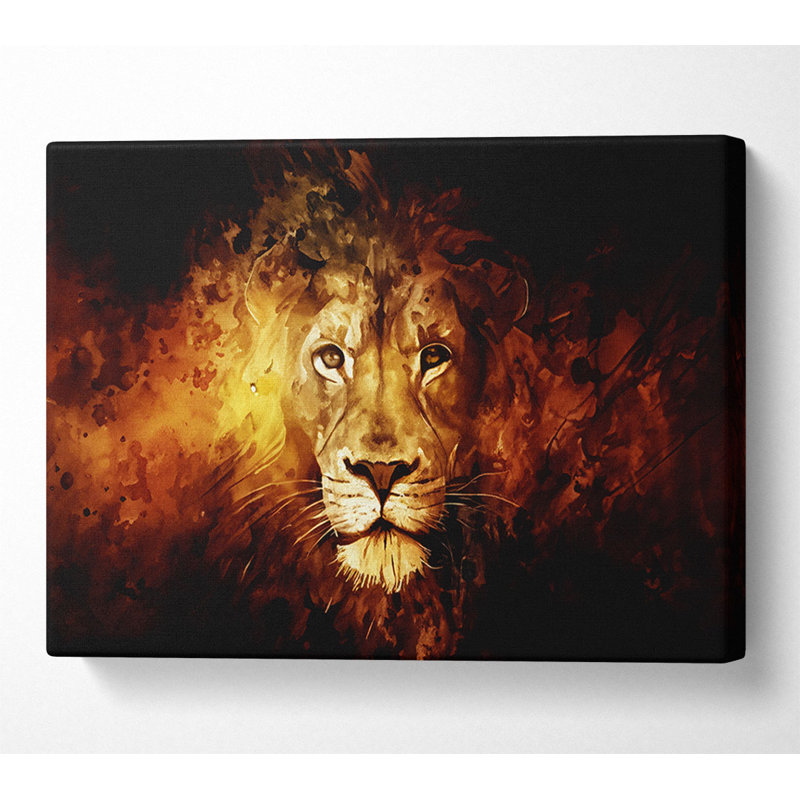 Lion Blaze - Wrapped Canvas Print, 35.6cm H x 50.8cm W x 10cm D