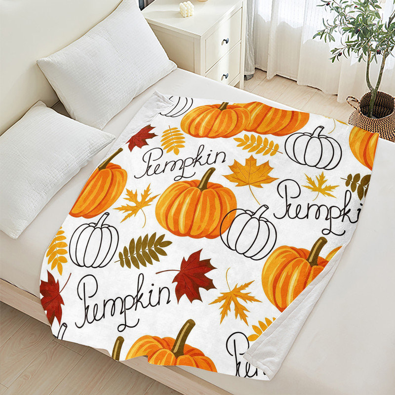 Jeté en flanelle JYK Halloween, Pumpkin Text Pattern