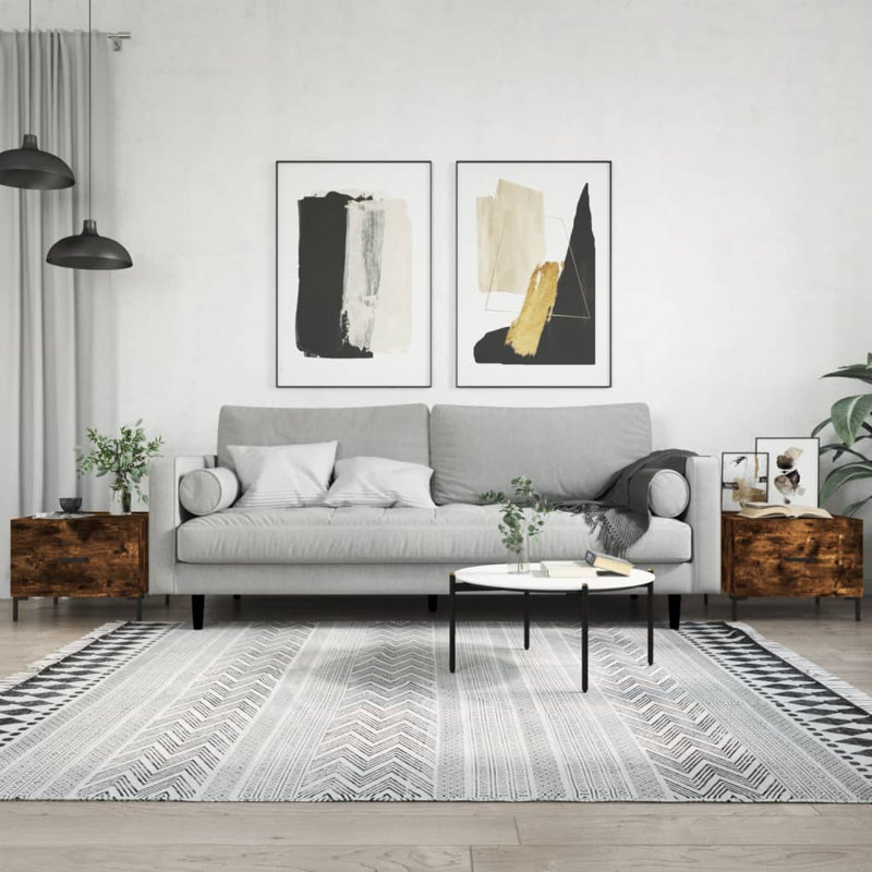 Four Leg Coffee Table with Storage, smoked oak