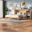 Grand lit escamotable avec rangement, mélange de MDF de pin, conception moderne pour les maisons compactes