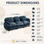 Canapé modulaire en chenille 3 places avec sièges profonds, coussins de style nuage et coussins lombaires Sarvis, bleu-1814493072