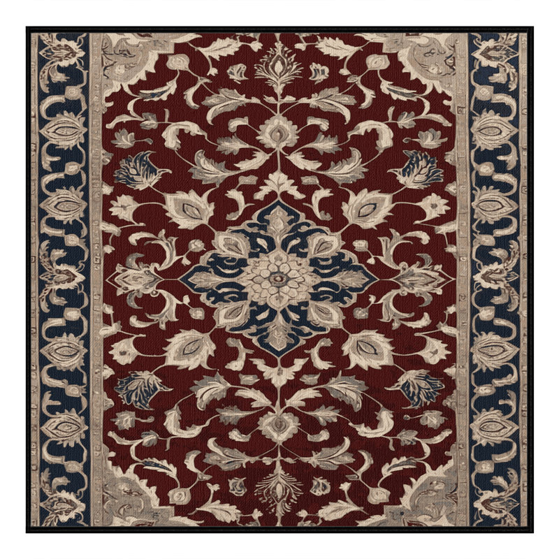 Tapis persan noir lavable à la machine, Carré 3 pi