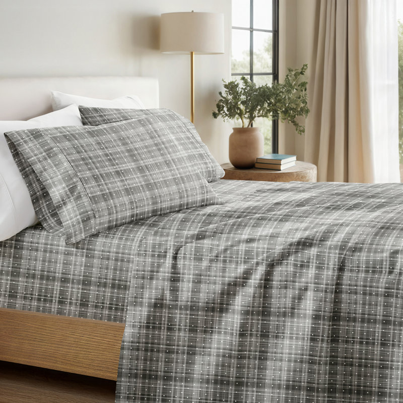 Ensemble de draps en microfibre à motif de pois Becky Cameron™, Gris, Grand