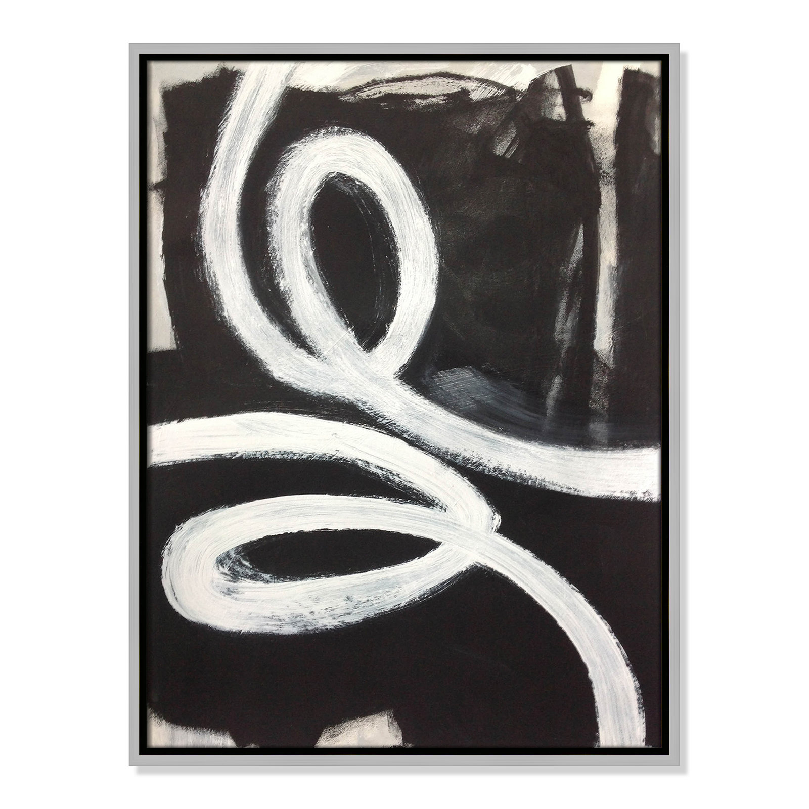 Bronte "Swirly Swirls I" Print, 25.5" H x 19.5" W x 2" D, Silver Floater Framed, No