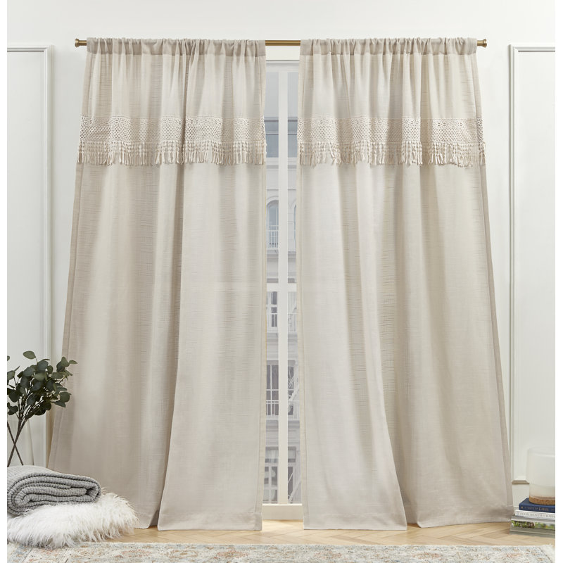 Nicole Miller New York Dunbar Light Filtering Rod Pocket Curtain Panels, 50" W x 84" L, Natural
