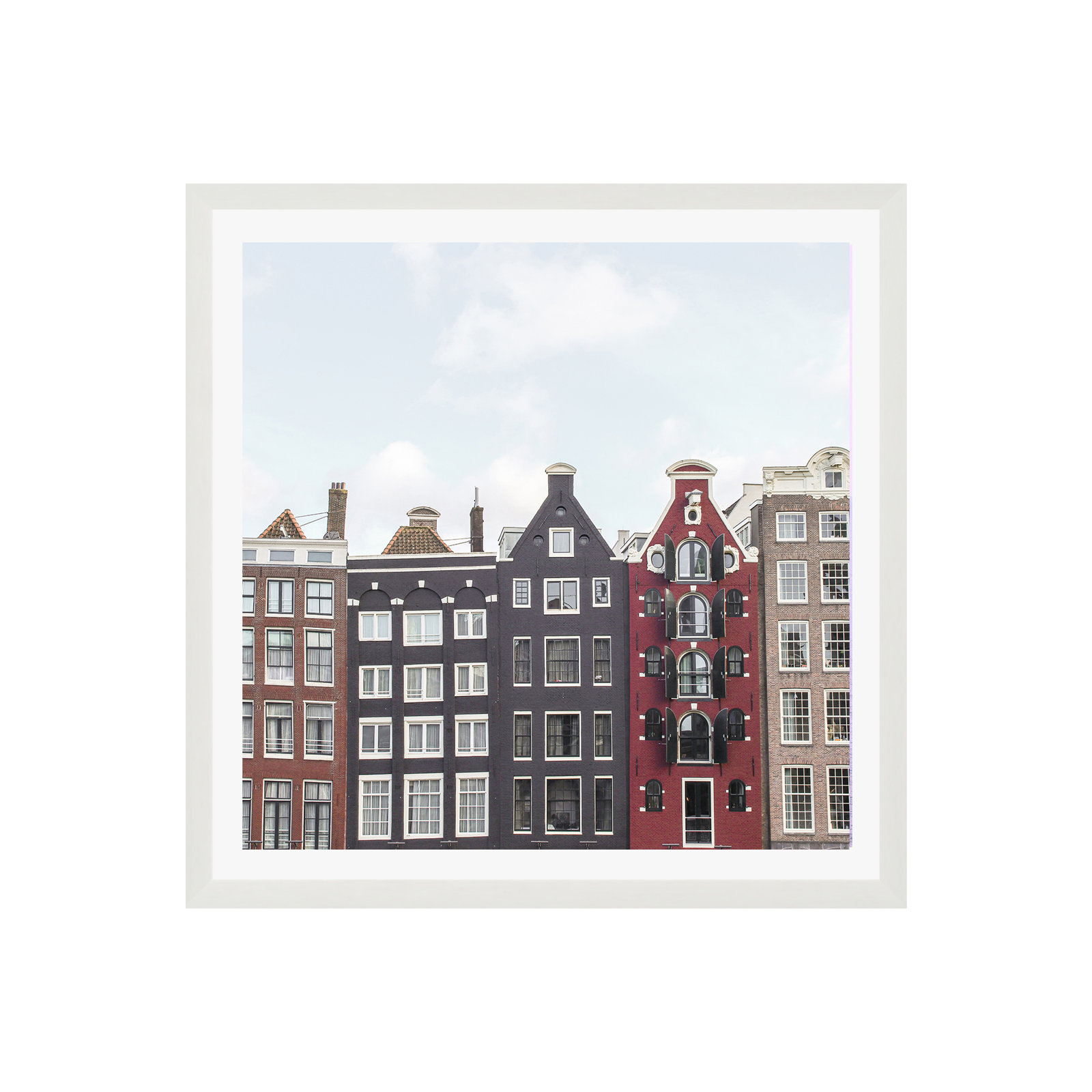 Taffy "Typical Houses of Amsterdam" Print, Yes, 12" H x 12" W x 0.75" D, White Framed Paper