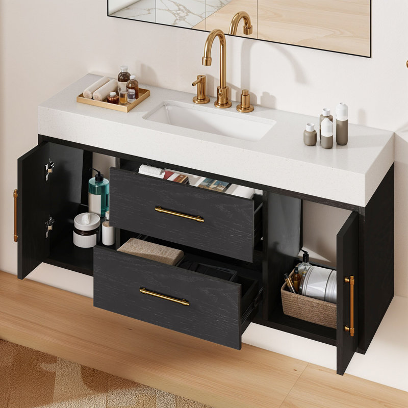 Meuble-lavabo flottant noir 48 po