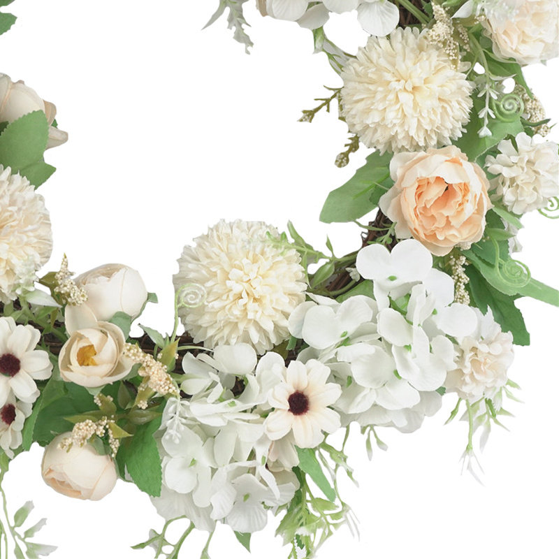38cm Spring Artificial Peony Wreath Mixed Flowers for Wedding Decor