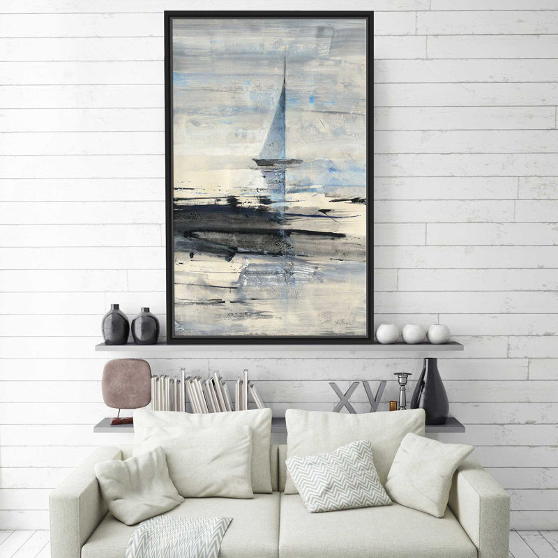 Voile - Peinture, Cadre flottant noir, H 63,5 po x l 39,5 po x P 2 po