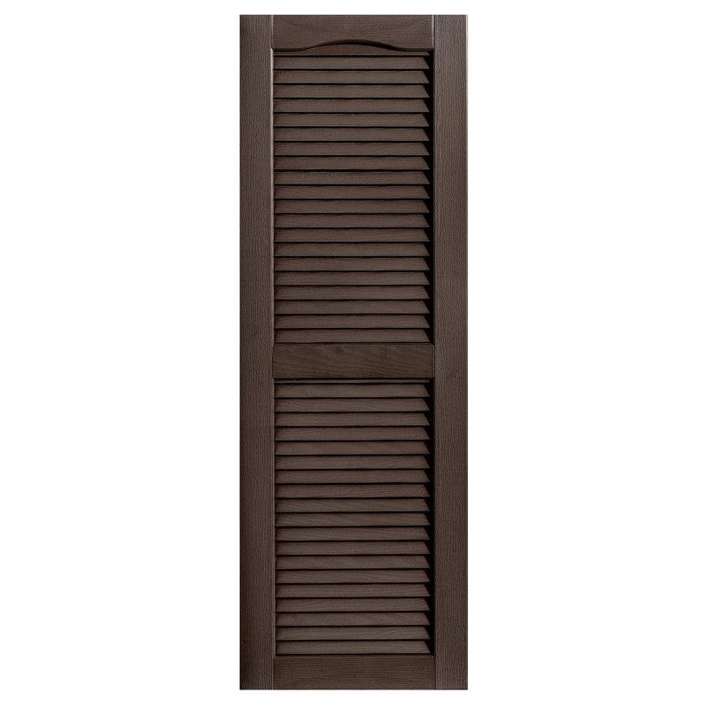 Paire de volets à persiennes cathédrale personnalisés ouverts, H 71 po x l 16 po x P 1 po, Brun