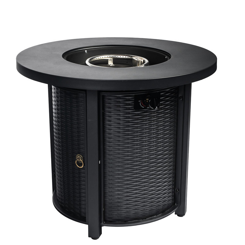 30inch Propane Fire Pit, 40000btu, Approved Steel Frame 40000btu Table, 30inch, Stainless Garden, Black