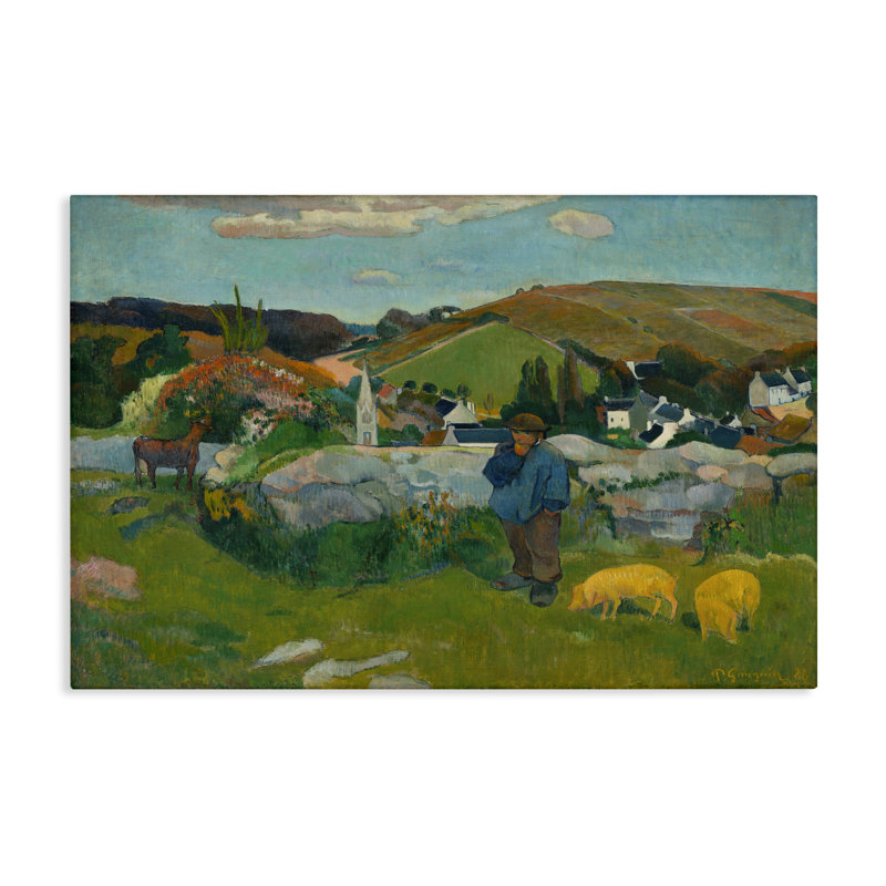 Art mural classique sur toile Swineherd par Gauguin par one1000paintings, H 24 po x l 36 po