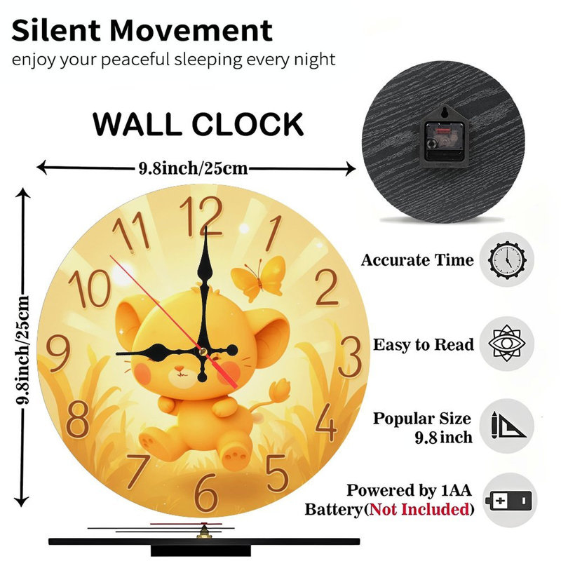 Adorable horloge en forme de lionceau de forme ronde