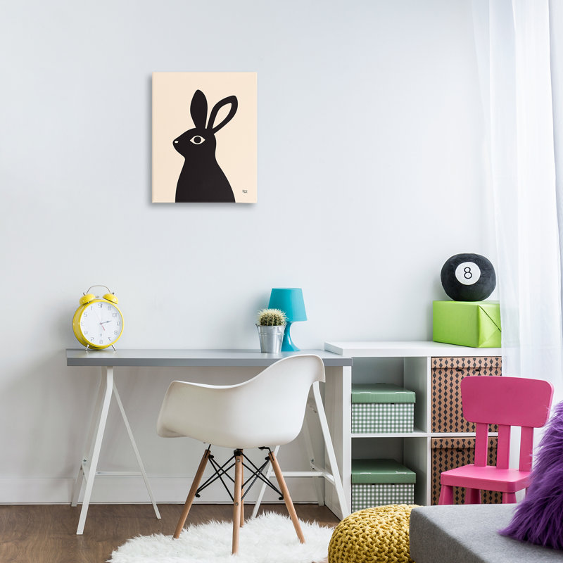 "Lapin noir sur toile" par Jessica Beck, H 20 po x l 16 po