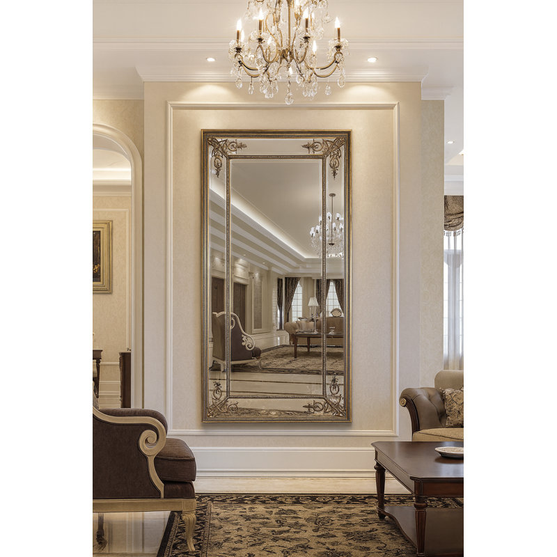 Rosia Solid Wood Framed Wall Mounted Accent Mirror, 72" x 36.2", Silver