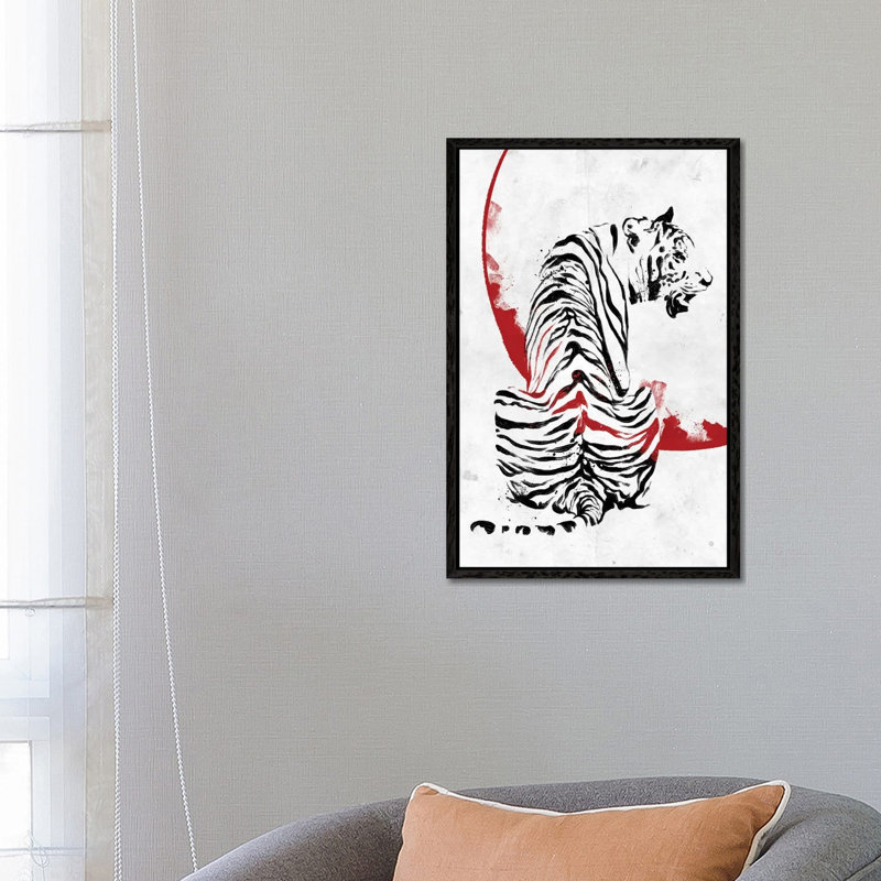 Inked Tiger by Nikita Abakumov - Painting on Canvas, 66.04 cm H x 45.72 cm W, Black Floater Frame