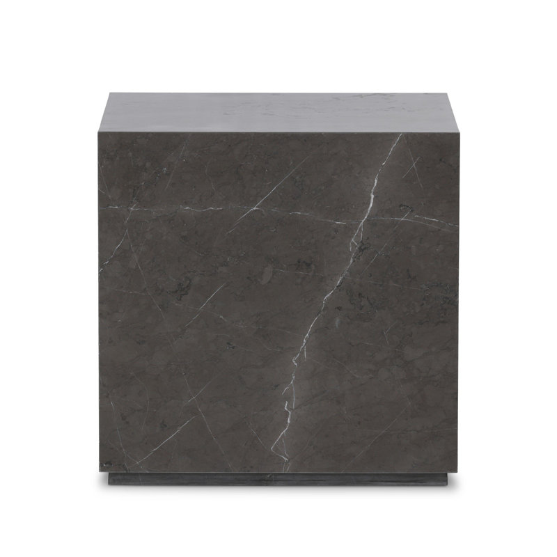 Kulp Marble Top End Table, Gray Italian Marble
