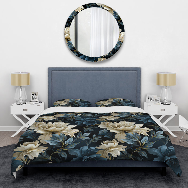 Ensemble de housse de couette en damas luxueux noir et beige, Housse de couette pour très grand lit et 2 très