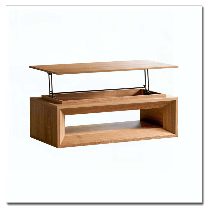 Table basse à plateau relevable 43,3 po avec rangement, Bois naturel