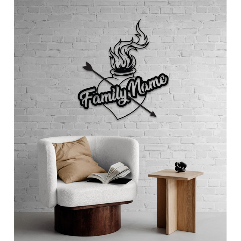 Décoration murale en métal avec cœur personnalisé avec votre texte personnalisé, H 30 po x l 23 po x P 0,5 po, Oui, Noir mat