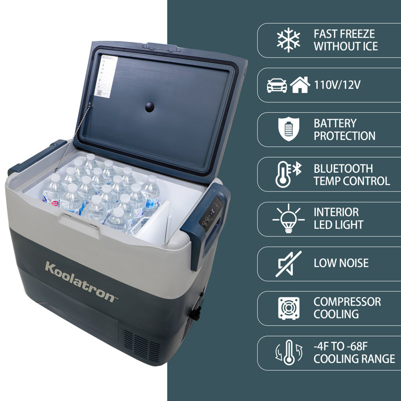 Koolatron Glacière électrique, réfrigérateur de voiture 50L avec contrôle Bluetooth, réfrigérateur de voiture 72 canettes