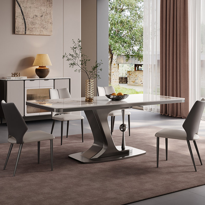 Light luxury modern rectangular dining table set, 29.5"H x 55.1"L x 31.5"W