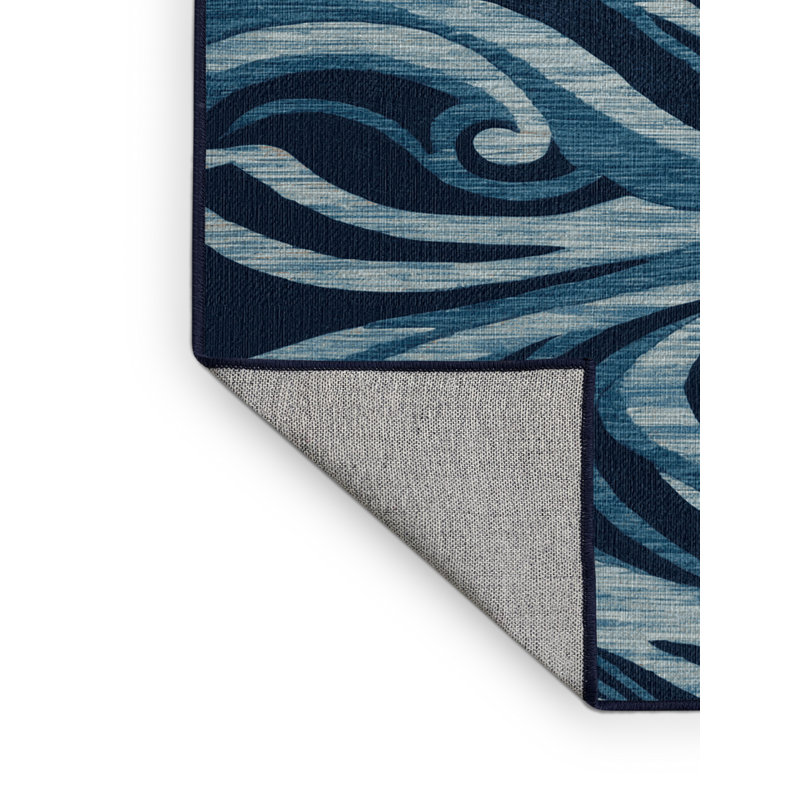  Tapis nautique lavable à motifs abstraits océan, Rectangulaire 3 pi x 5 pi