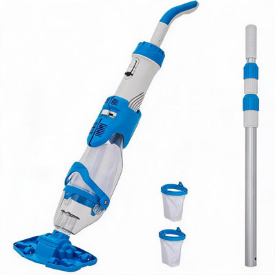 Nettoyeur de piscine sans fil rechargeable par aspiration – Double vitesse, aspiration de 19,8 GPM – Perche télescopique et double filtre – Idéal pour les piscines, spas et jacuzzis