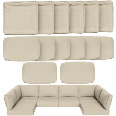 Cartert 14 Pcs Outdoor Cushion Cover Set For 4" Outdoor Cushions Patio Furniture Cushion Covers, Covers Only