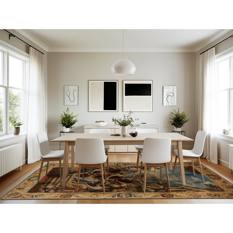 Tapis brun français lavable à la machine, Rectangulaire 7 pi x 10 pi
