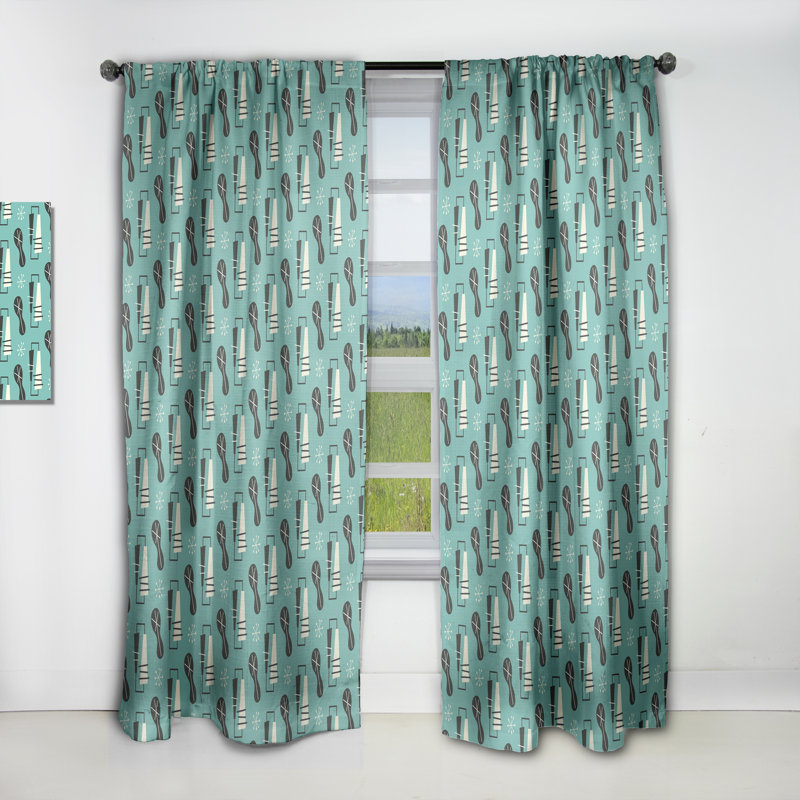Rideau simple occultant 1950 Mid-Century, L 52 po x L 90 po