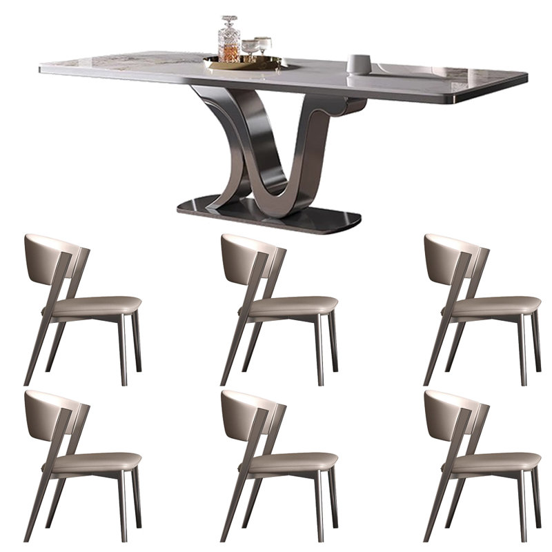 Table et chaise de luxe domestique, H 29,5 po x L 62,9 po x l 33,4 po, Blanc / brun